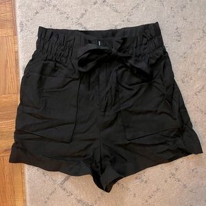 high waisted paper bag shorts